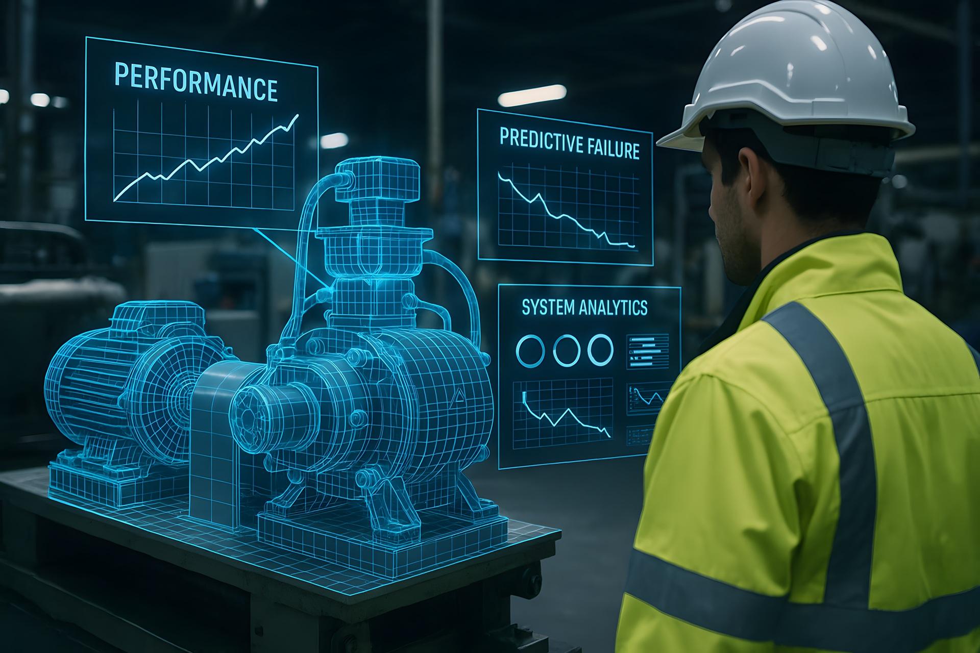 Ingenieur überwacht virtuelle Maschinendaten | Predictive Maintenance